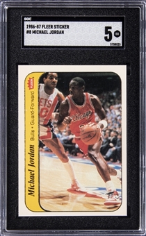 1986-87 Fleer Stickers #8 Michael Jordan Rookie Card - SGC EX 5